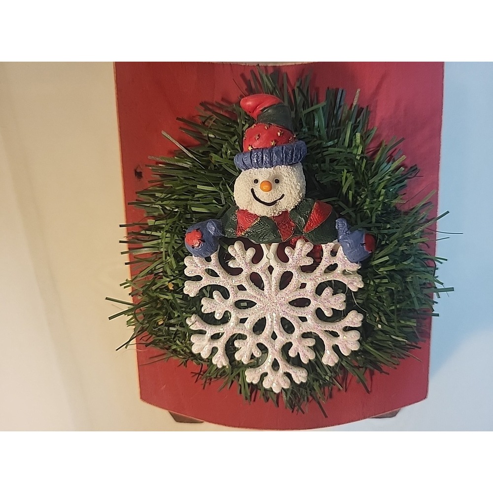 Let It Snow Wooden Vintage Sled With‎ Snowman Wall Hanging 19" 3D